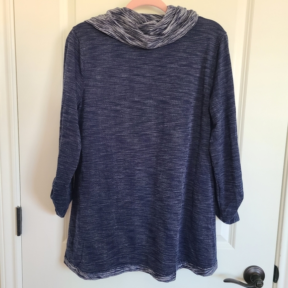 Soft Surroundings Blue Split Cowl Neck Long Sleeve Tunic Sweater Medium - Picture 6 of 11